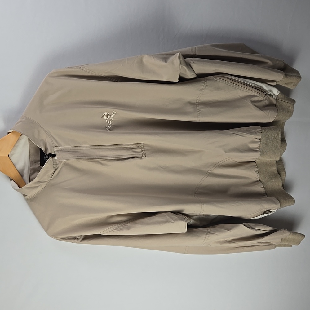 Roche Men's Long Sleeve Tan Windbreaker Golf Jacket Shirt Sz Large